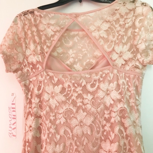 NWOT!! Almost famous juniors XL lace pink dress - Picture 2 of 5